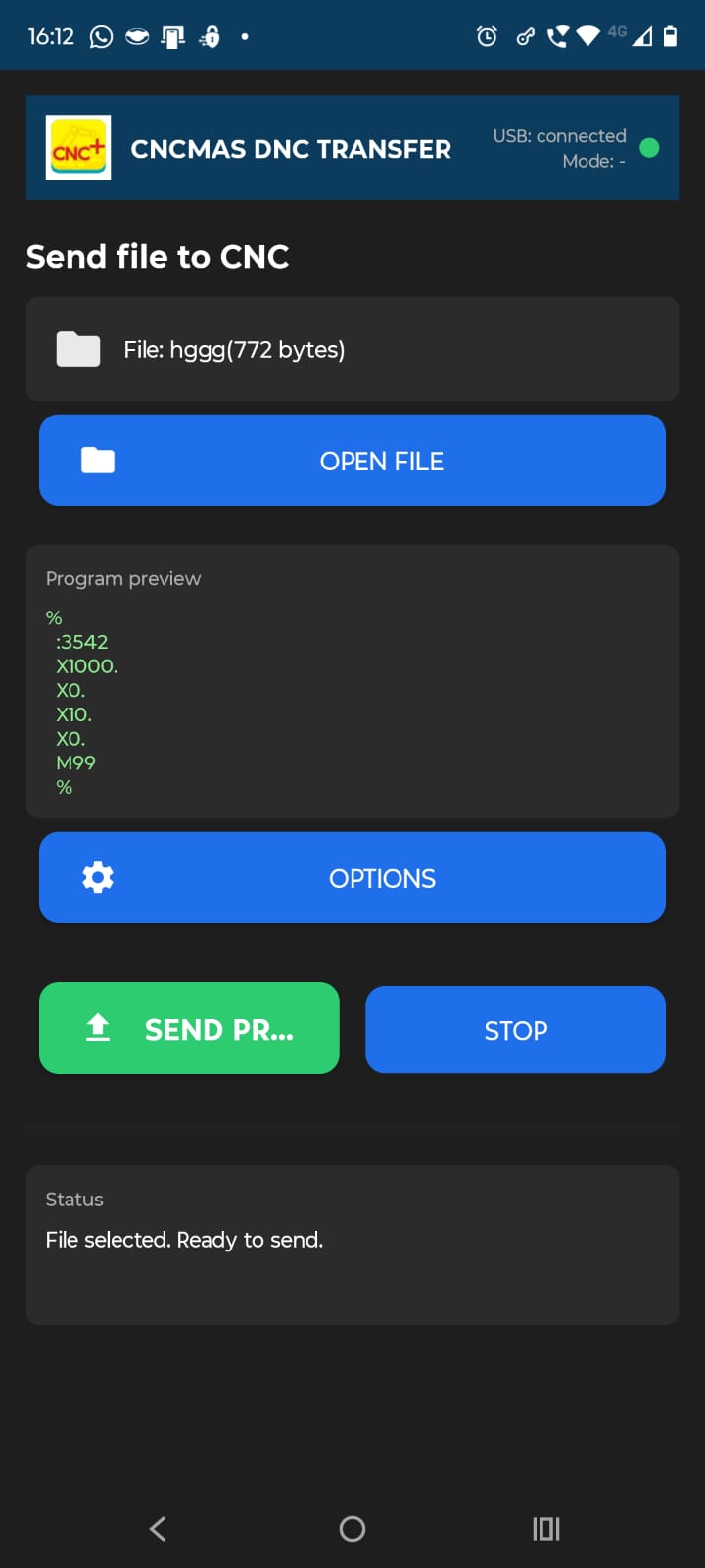 Aplicacion movil CNCMAS para transferencia de programas CNC