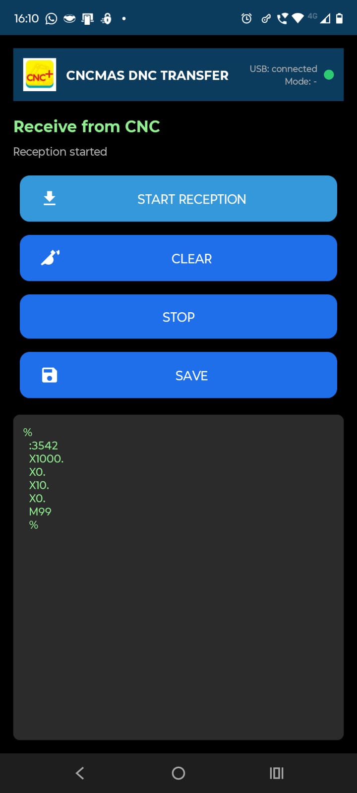 Pantalla de la app CNCMAS 2